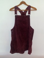 American Eagle Overall Mini Dress Size L Burgundy Red Corduroy Adjustable Strap