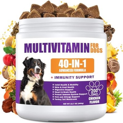 40-in-1 Dog Multivitamin Chewables for Immunity, Skin, Mobility & Heart Health