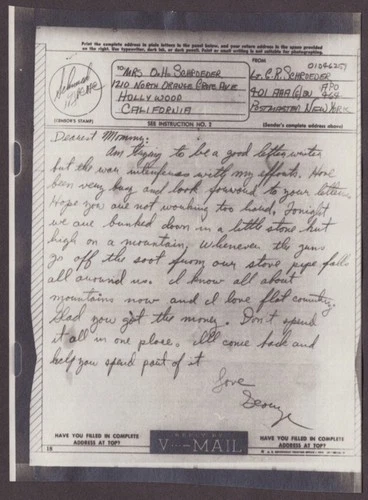 US V-Mail 401 AAA (G) Bn. (possibly Italy ) APO 462 NY Anti Aircraft Artillery