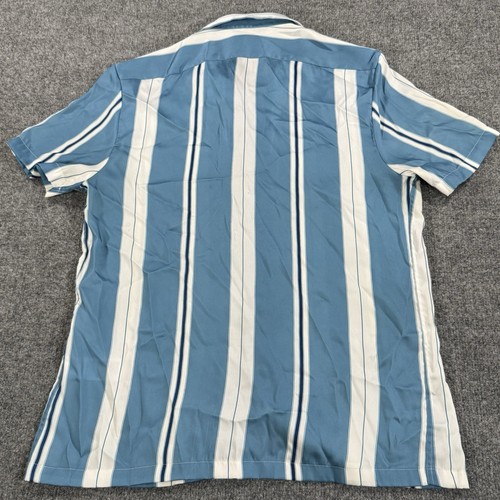 Reiss Hemd Herren Large blau weiß gestreift Retro Camp Kragen Button Down - Bild 4 von 10