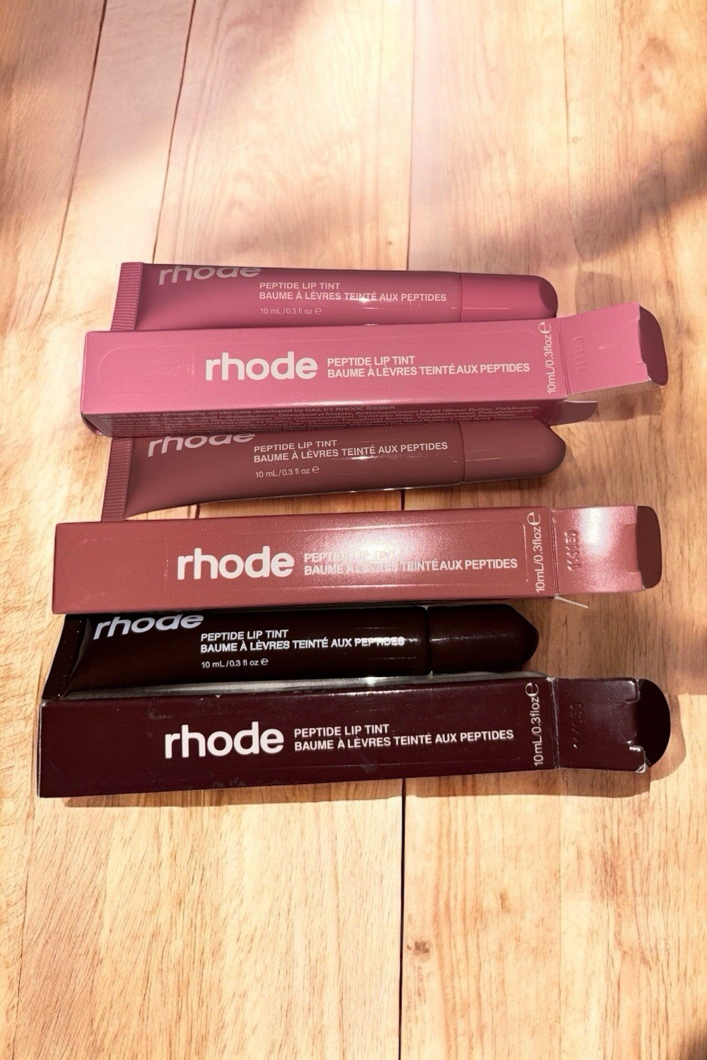 【M】rhode 正規品 toast ribbon セット　新品 Set Rhode Peptide Lip Tint 3pcs - Ribbon Toast Espresso Original