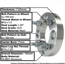 4x 1 Thick 4x100mm Wheel Spacer Adapter 71mm C.b Fit Nissan Suzuki Subaru 4lug 4x 1 Thick 4x100mm Wheel Spacer Adapter 71mm C.b Fit Nissan Suzuki Subaru 4lug