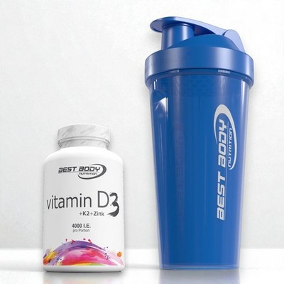 Best Body Nutrition Vitamin D  80 Tabletten + Eiweiss Shaker blau  199,88 /kg