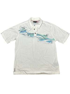 Rare Vintage Quicksilver Button Shirt Short Sleeve Size M Surfer Art Wave