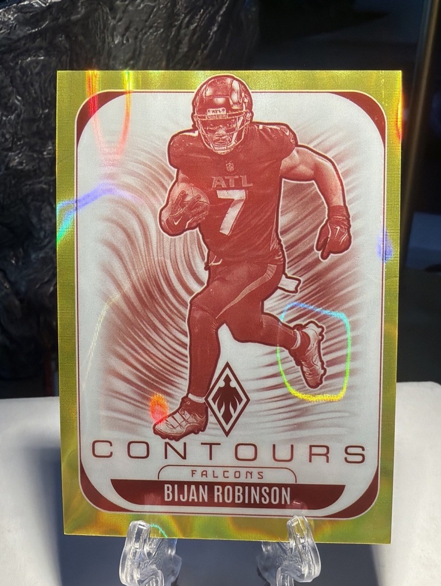 2025 Panini Phoenix #2 Bijan Robinson Contours Yellow Lava #6/99 Atlanta Falcons