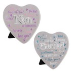 Sentiment Heart Shaped Glass Plaque with Mirror Wording - Choose Design
