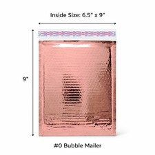 Glamour Metallic Rose Gold Bubble Mailers 6.5x10 Peel N Seal Padded 20-500