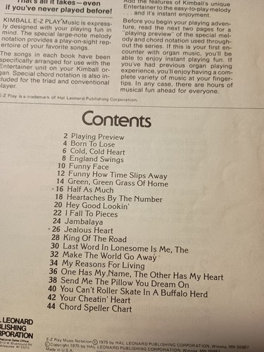 Country Sound Kimball EZ Play Libro di Musica 1975 A7 - Foto 2 di 3