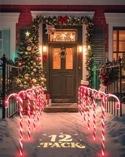 Durable 12 Pack 17 Inch Candy Cane Pathway Lights for Indoor and Outdoor Use