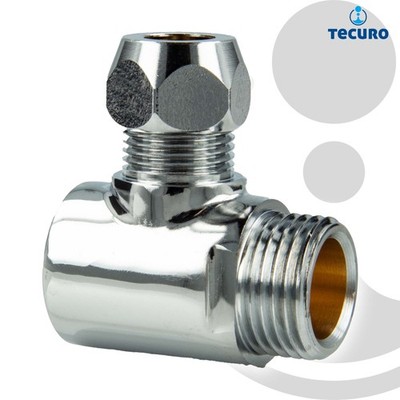 tecuro 2-Wege Verteiler T-Stück 1/2 IG x Ø 10 mm Quetsche x 1/2 AG Messing