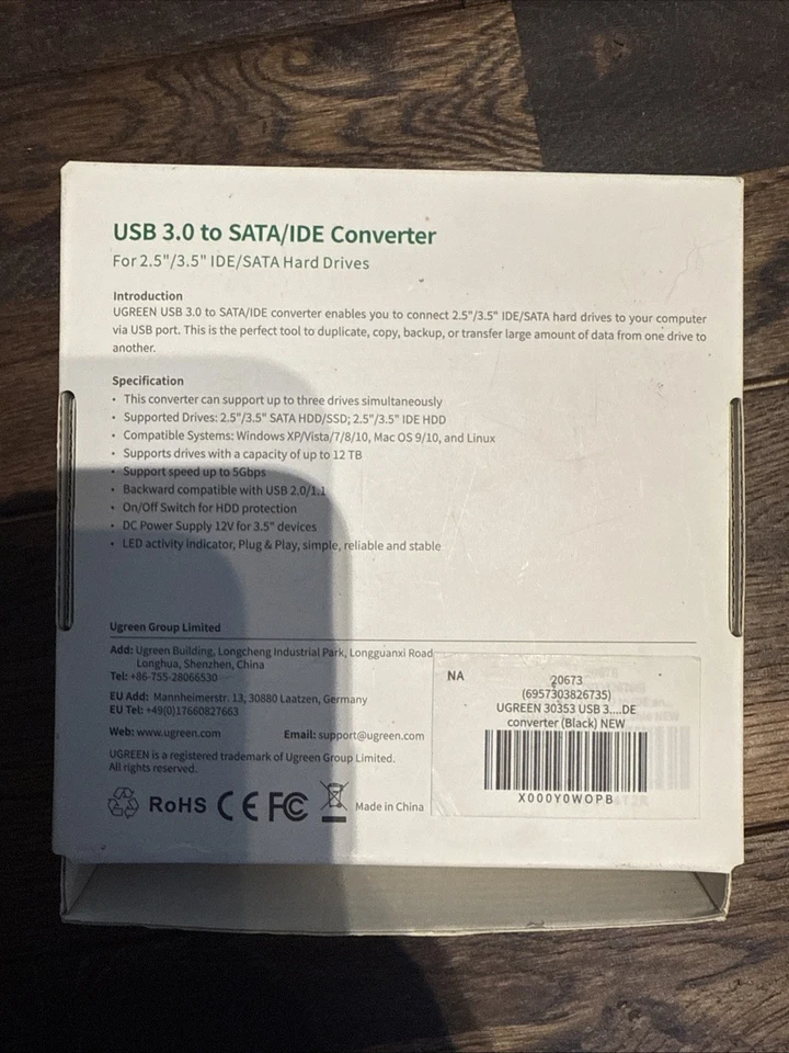 New UGREEN USB 3.0 to SATA III 2.5" / 3.5" HDD SDD Hard Drive Adapter 30353 - Image 2 of 2