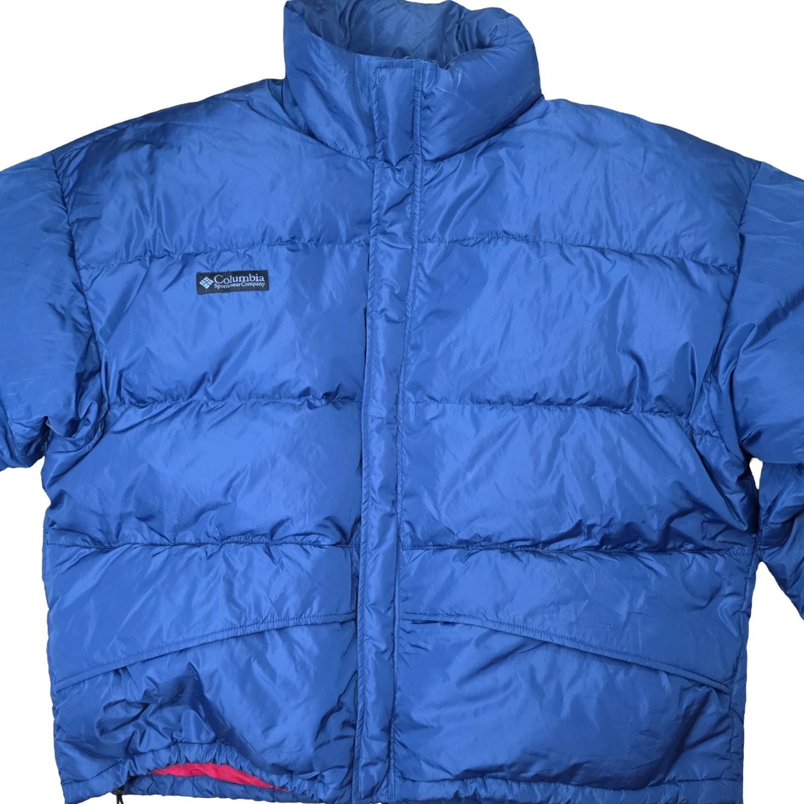 Vintage Columbia Blue Red Puffer Jacket 3L XL Unisex 90s Boxy Cropped Gorpcore