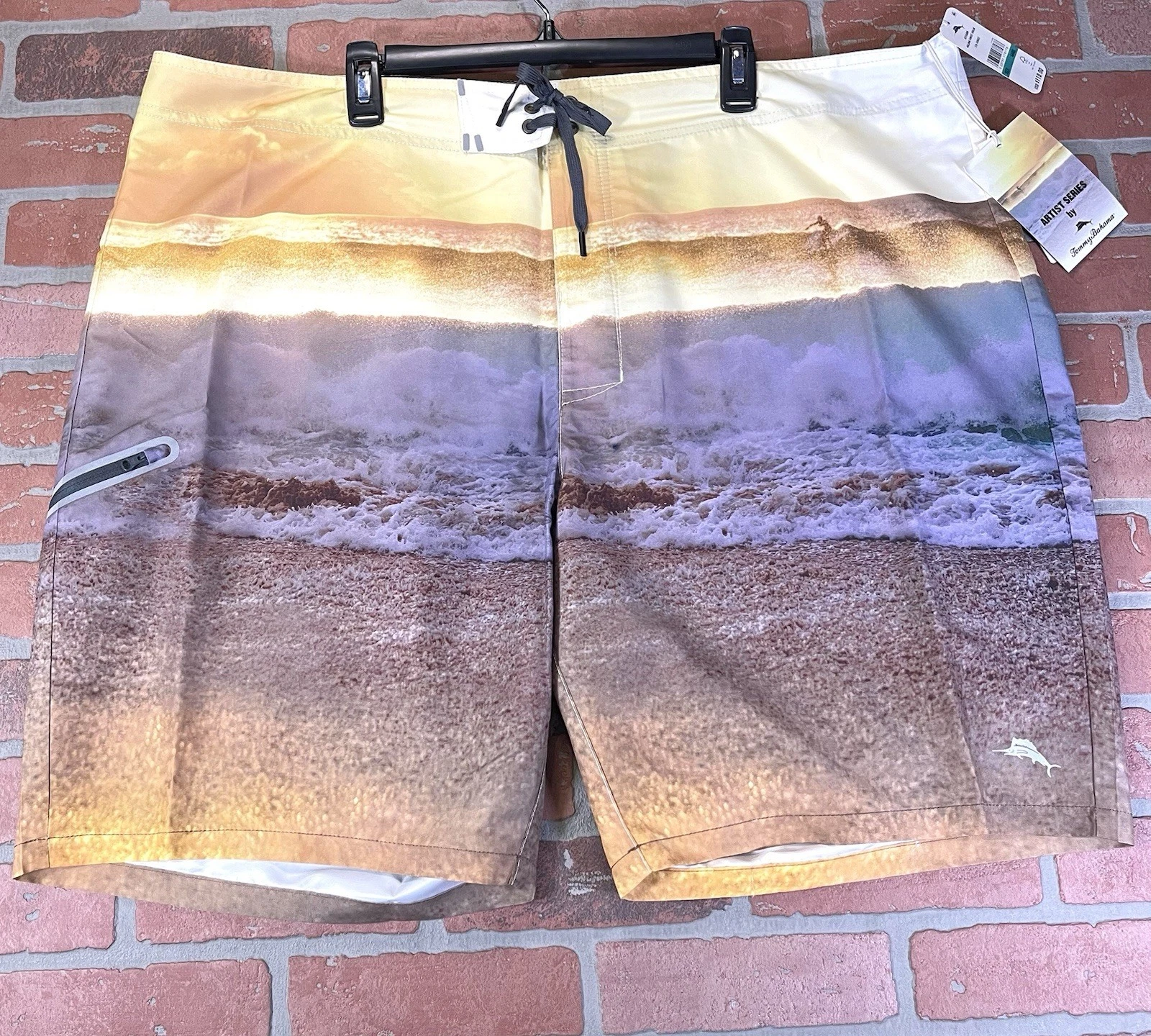 Tommy Bahama Swim Board Shorts Sunset Break Print 46 X 10 Multicolor NWT $110