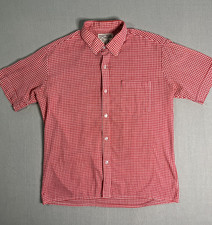 Vintage MS of Paris Gingham Check Shirt Mens Large Red White Short Sleeve Top