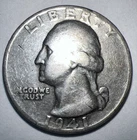 1941 P Washington Quarter 25c Philadelphia 90% Silver US Coin