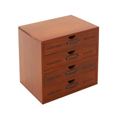 Desk Organizer with 4 Drawers, Vintage Wooden Storage Box Drawer Organizer NEW - Picture 4 of 12