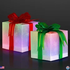 FlashingBlinkyLights 6-Pack Mini 2" Illuminated Christmas Gift Box Ornaments