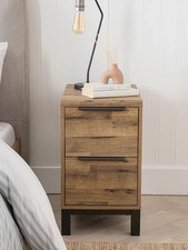 Next Dark Bronx Oak Effect 2 Drawer Slim Bedside Table