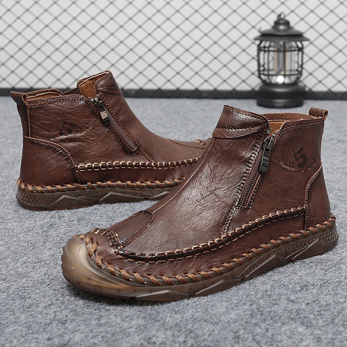 Stivali uomo fatti a mano scarpe casual stivali pelle scarpe comode sneakers - Foto 15 di 27