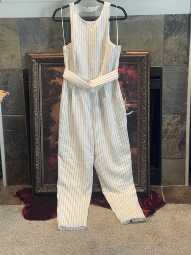 Finders Keepers As You Are Twist Jumpsuit weiß & schwarz Nadelstreifen Größe US L neu mit Etikett - Bild 1 von 20