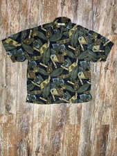Mens Tommy Bahama 100 Silk Button Up Hawaiian Shirt Cigar Size Large