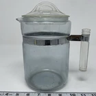 Vintage Blue Flameware Pyrex 6 Cup 7826-B Percolator Coffee Pot w Lid + Handle