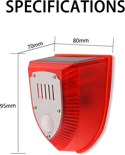 Solar Alarm LED Light Solar Strobe Light Wireless Motion Sensor Detector Outdoor - Picture 8 of 8