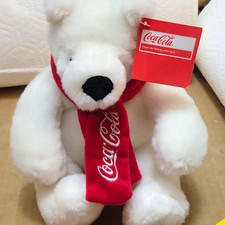 2010 Sitting Polar Bear Plush, Red Logo Scarf, 8in, New With both Tags.