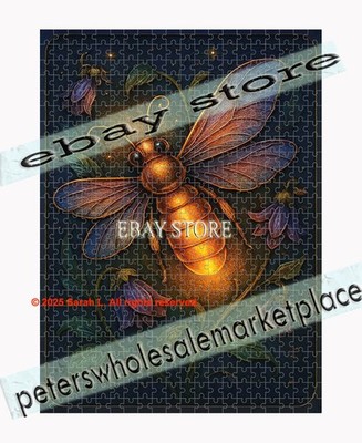 500 piece jigsaw puzzle Bee Glow 3D Effect Mystic Floral Night fantasy
