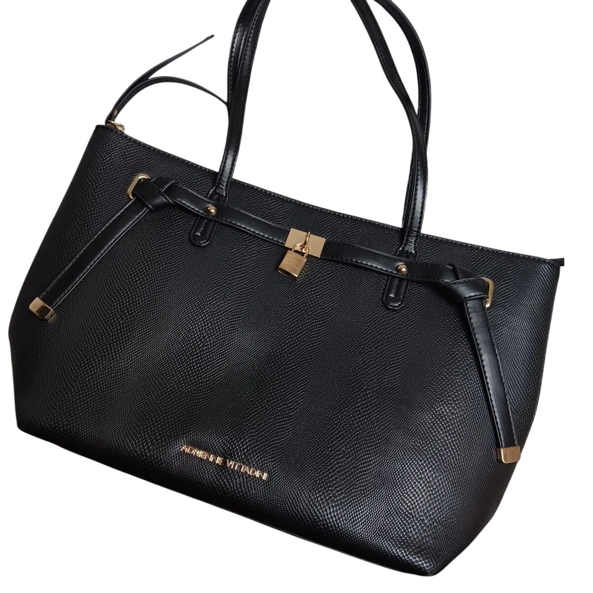 Adrienne Vittadini Black Tote Bag with Front Pocket Adrienne Vittadini Nylon Tote Bags for Women for sale | eBay main image 2