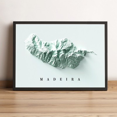 Madeira Island (Portugal) Map, Madeira Isla2D Relief Map - 2D Flat