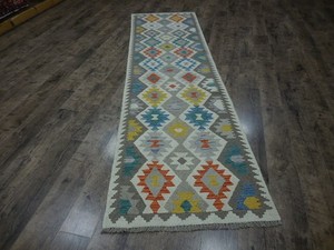 Authentic Afghan Chobi Vegetable Kilim Rug Tribal Geometric Desig Rug 2.8x10 Ft