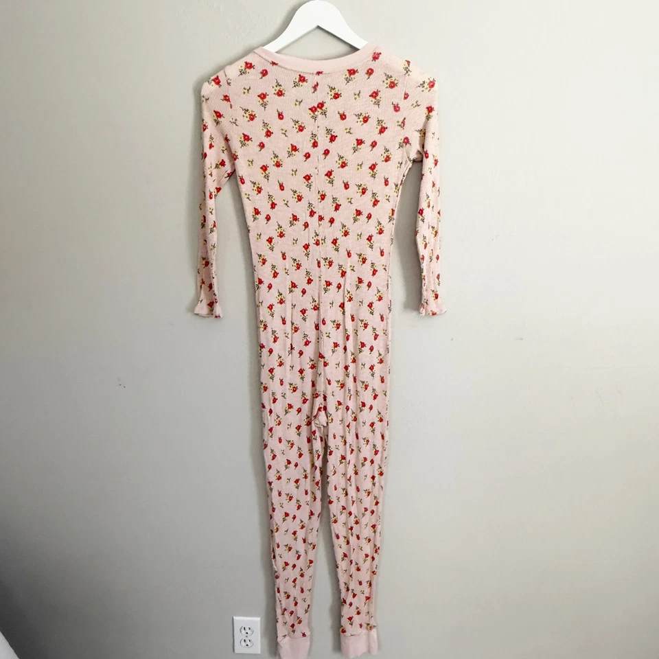 AERIE AEO Mujer Rosa Floral Manga Larga Térmico Una Pieza Pijama Broches Talla S Foto 3 de 4