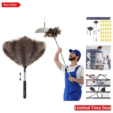 Fluffy Extendable Ostrich Feather Duster - Ideal for Blinds, Fans, and Furniture