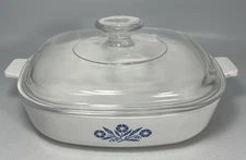 Vintage Corning Ware P-9-B, 9 inch, Blue Cornflower Casserole Dish w/ Lid