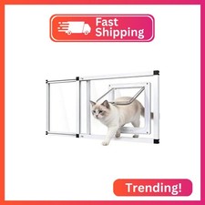 Full Glass Cat Door for Window,32"-37" Adjustable Width,1-Min Install 4 Lockin
