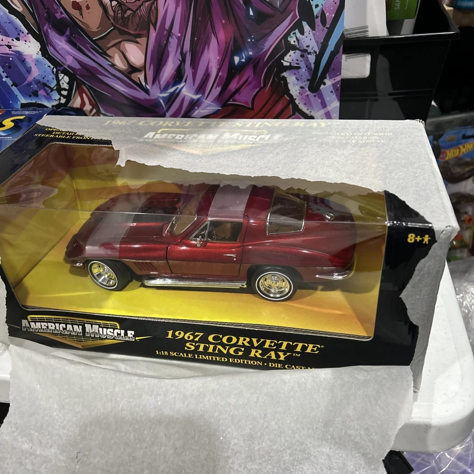 ERTL AMERICAN MUSCLE 1967 CORVETTE STING RAY CAJA SELLADA DE FÁBRICA 1/18 rojo Foto 2 de 4