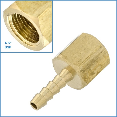 8mm Hose Barb Tail - 1/4" BSP Female Thread Straight Brass Connector Fitting F E - Foto 8