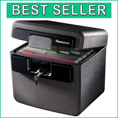Black Fireproof and Waterproof Safe with Key Lock - 0.65 Cubic Feet Protection