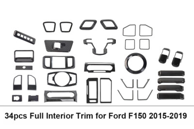 34pc Carbon Fiber full Interior Accessories Cover Trim For Ford F150 2015-2020