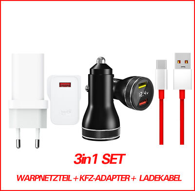 OnePlus 10 9 9 Pro 8T 8 Pro 7   Warp Charge Auto Ladegerät Netzteil Ladekabel 