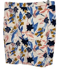 J. Crew Women Size 10 Floral High Waisted Pencil Skirt Pink Blue Basketweave New