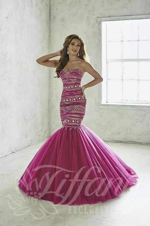 magenta prom dress