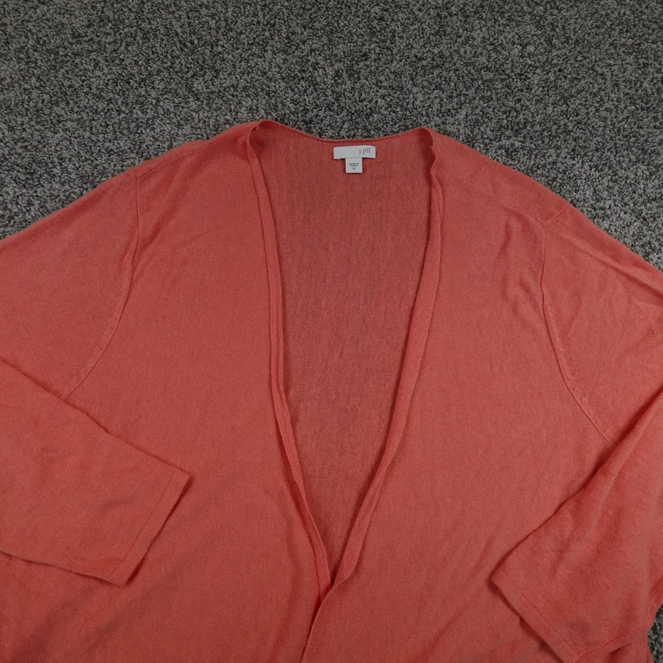 J Jill Suéter Mujer XL Rosa Naranja Mezcla de Lino Sudadera Cárdigan Abierto Preppy Foto 2 de 4