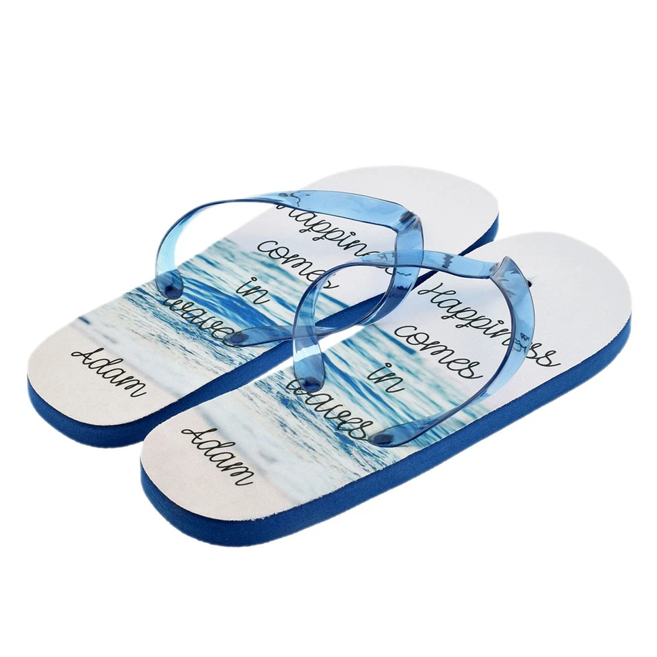 Personalised Happiness Comes.. Design Mens with Name Flip Flops UK 8-11 XFFS096 - Image 1 of 1