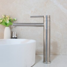 Bathroom Basin Brushed Nickel Mixer Single Handle Long Spout Faucet Deck Mounted