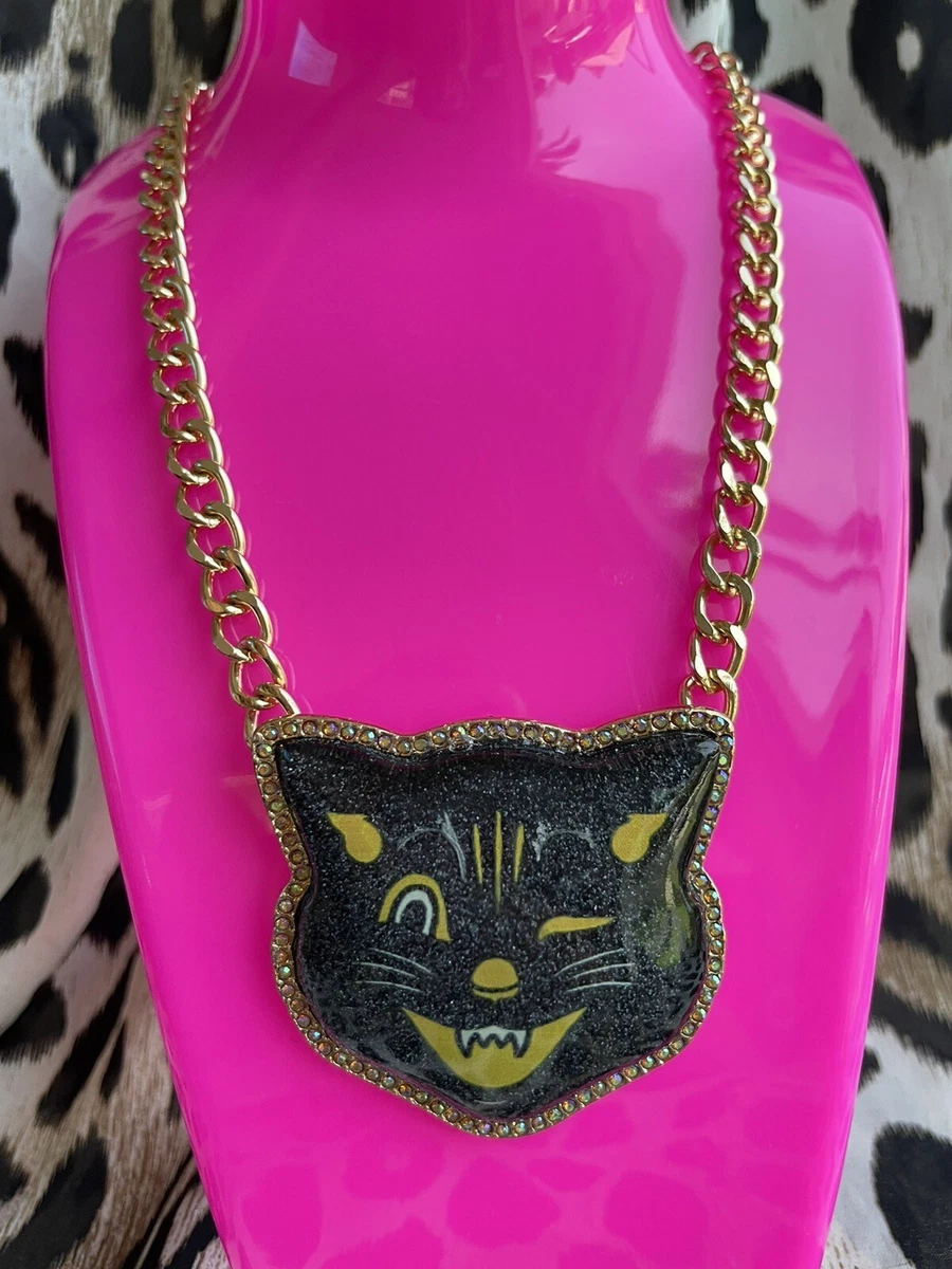 Betsey johnson hotsell black cat necklace
