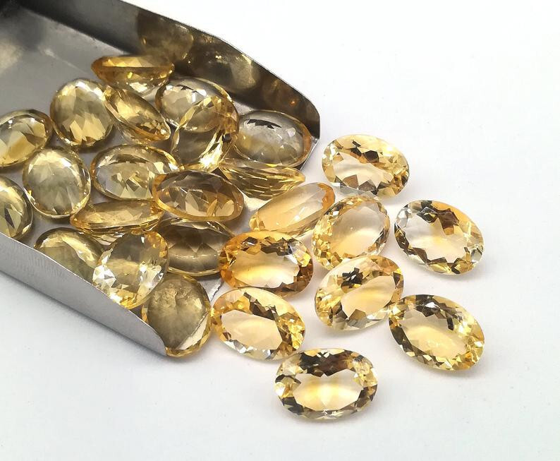 Natural Citrine Faceted Oval Cut Loose Gemstone 9x7MM 50Cts Wholesale 30pc Lot