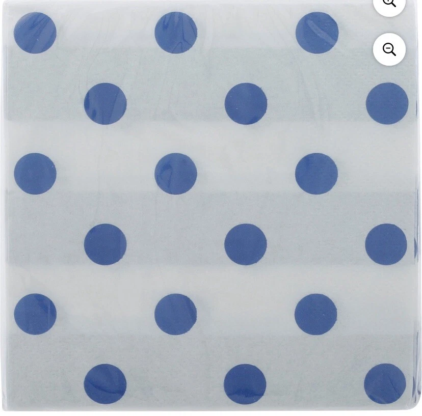 Creative Converting Dots & Stripes Cobalt Low-Count Beverage Napkins 16 2ply - Image 2 of 2