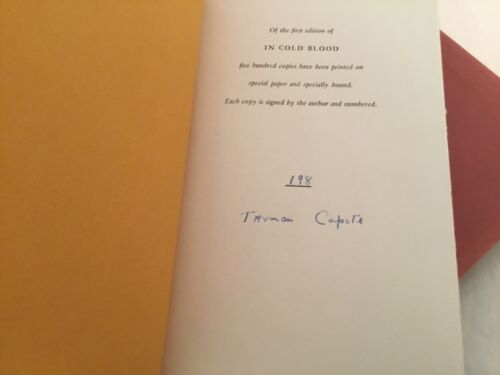In Cold Blood ~ TRUMAN CAPOTE ~ Signed Limited First Edition ~ 1st ~ 1965 - Picture 1 of 12